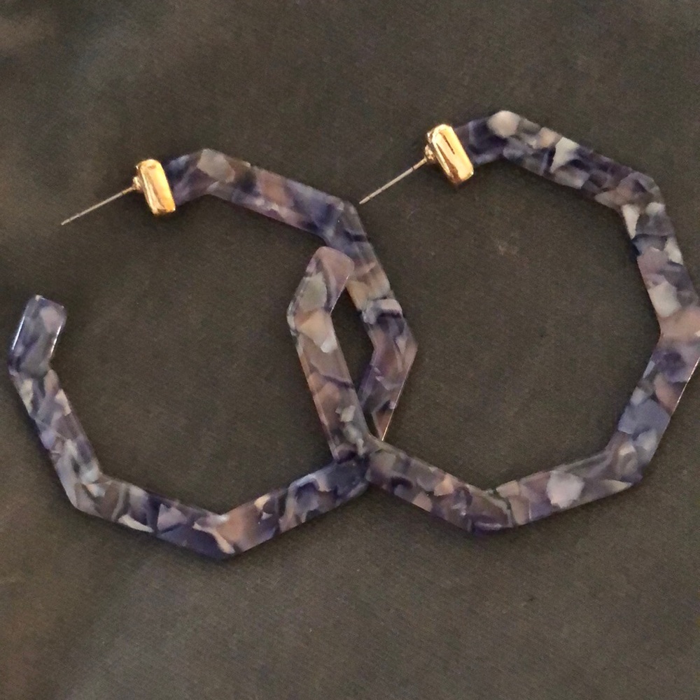 Blue Tortoise Shell Hoops
